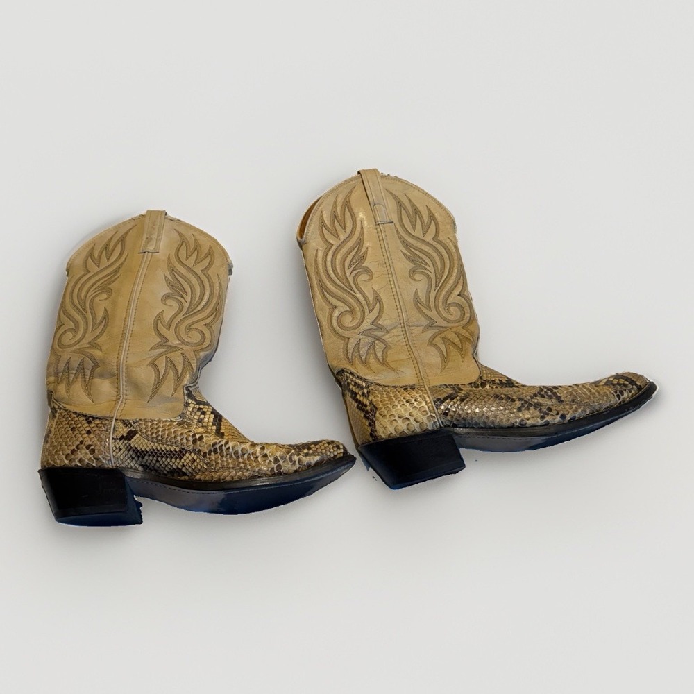 Vintage ACME Python Snakeskin Cowboy Boots Women's 9.5 D Made USA